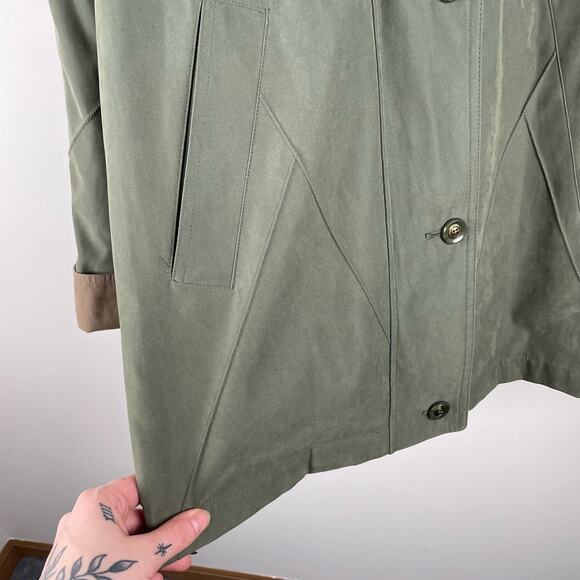 Vintage Green Hooded Jacket Windbreaker with Fleece Liner - Size S - Picture 7 of 13